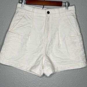 COACH Cream Textured Jean Shorts